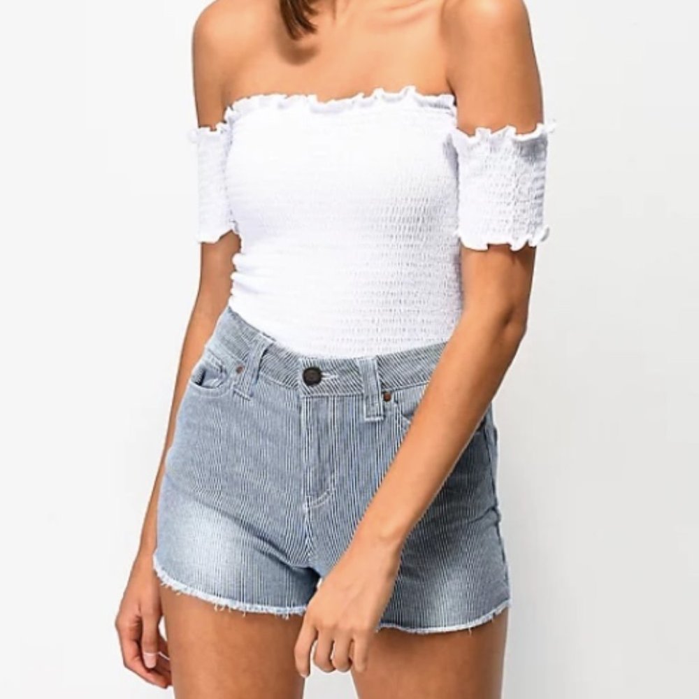 Fiore Off The Shoulder White Cropped Top